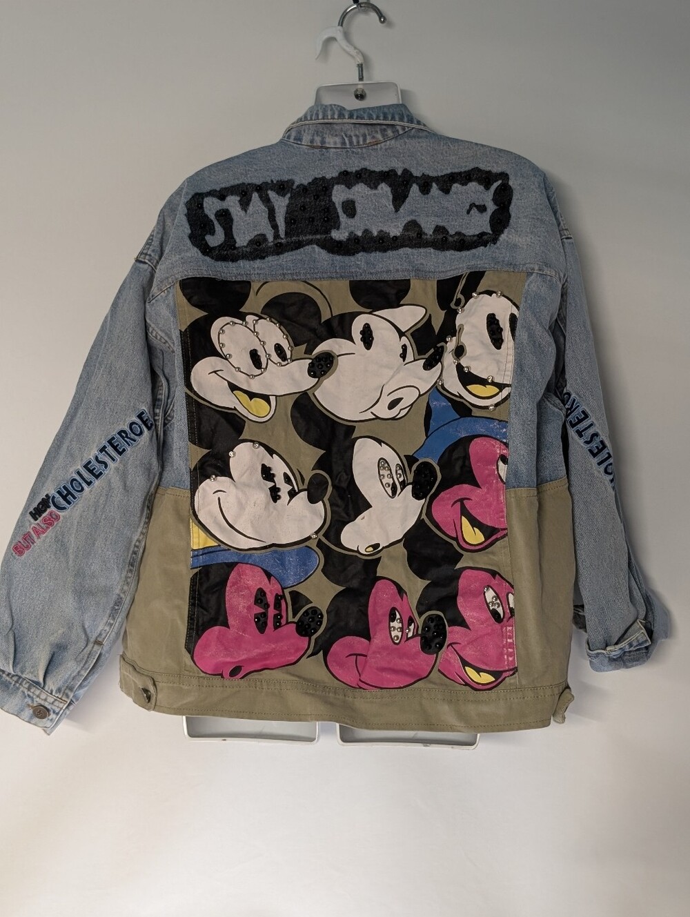 Mickey Mouse Custom Handmade Vintage Art Denim Patchwork Mickey Pop-Art Jacket